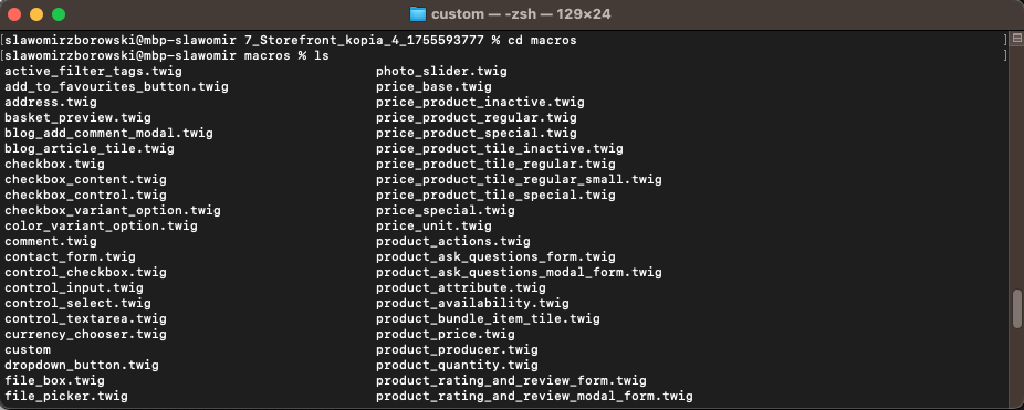 Macros list