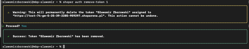 Token remove