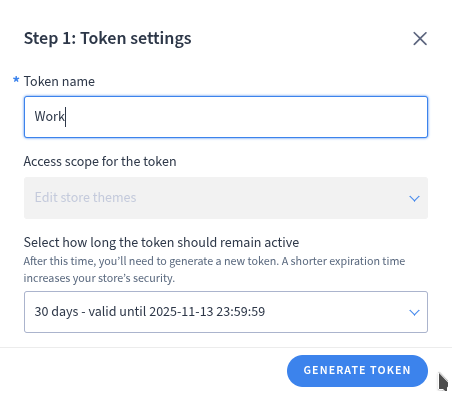 Token settings